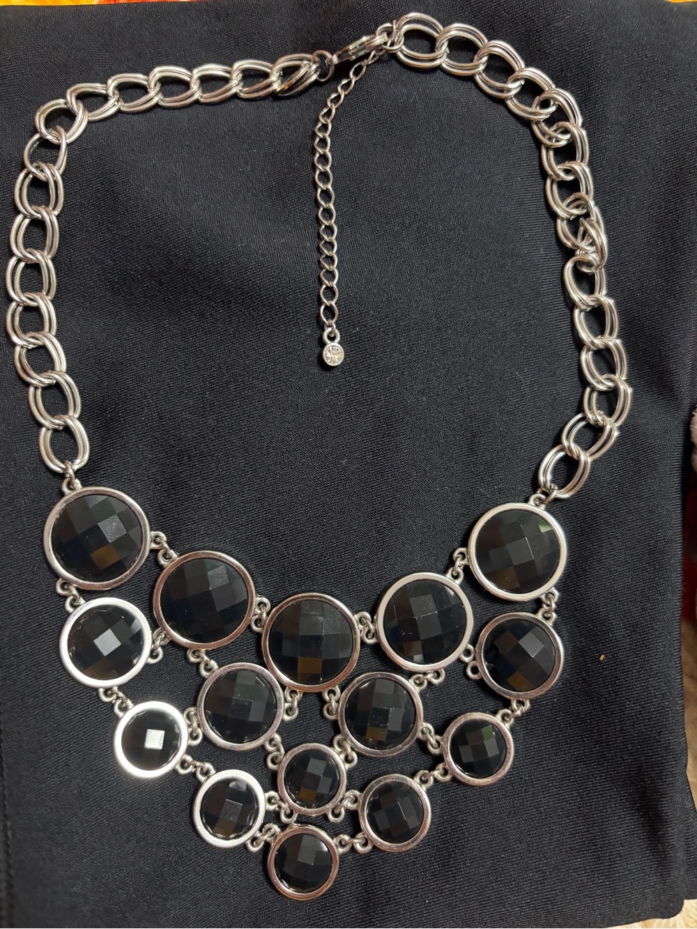 Statement Black Faceted Circle Bib Necklace -  Women Jewelry Lia Sophia